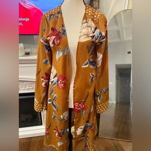 Love Riche Mustard Polka Dot Kimono w belt